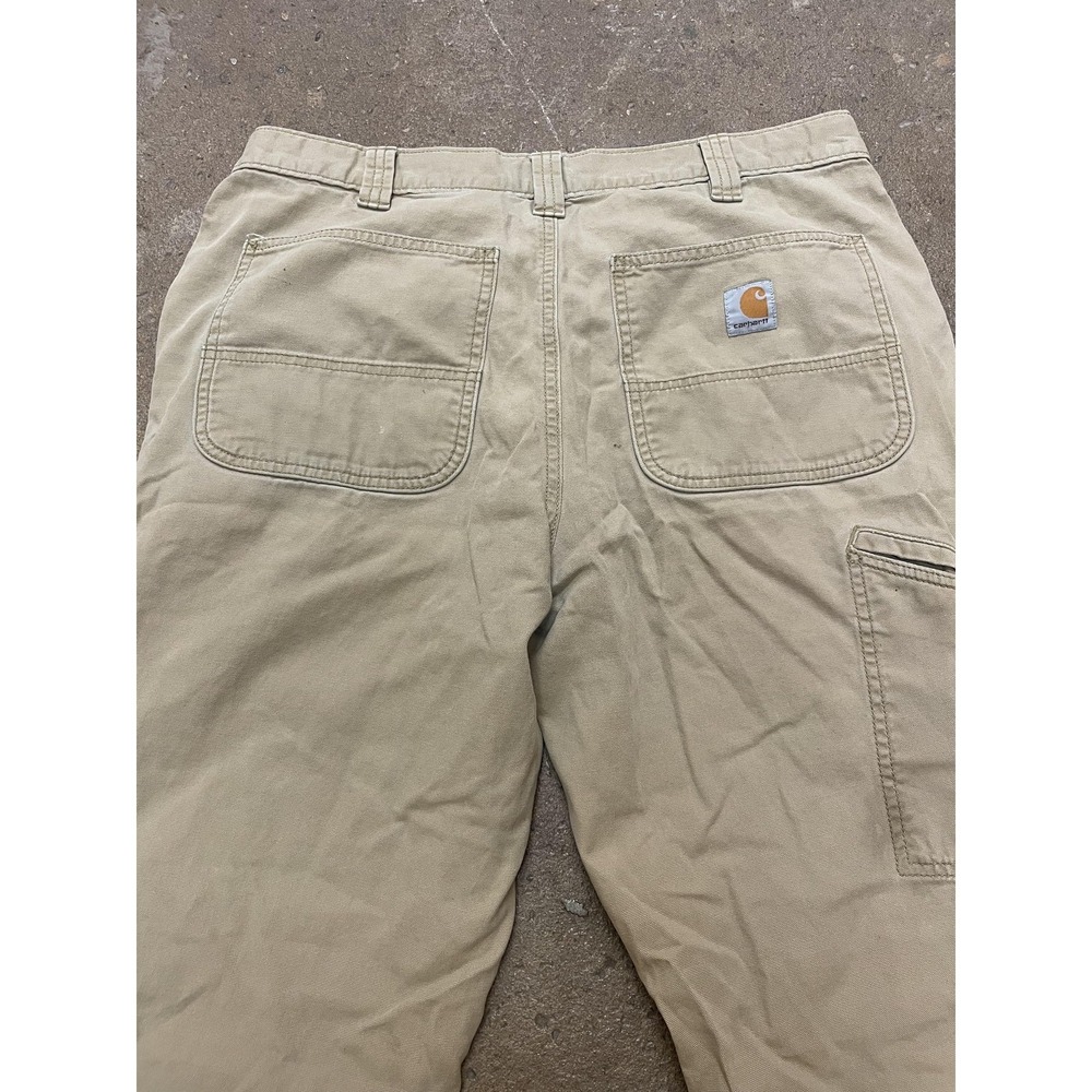 Carhartt Rugged Flex Canvas Work Pants Mens 34x34 Khaki‎ Tan Relaxed Fit 102291 - Picture 15 of 16